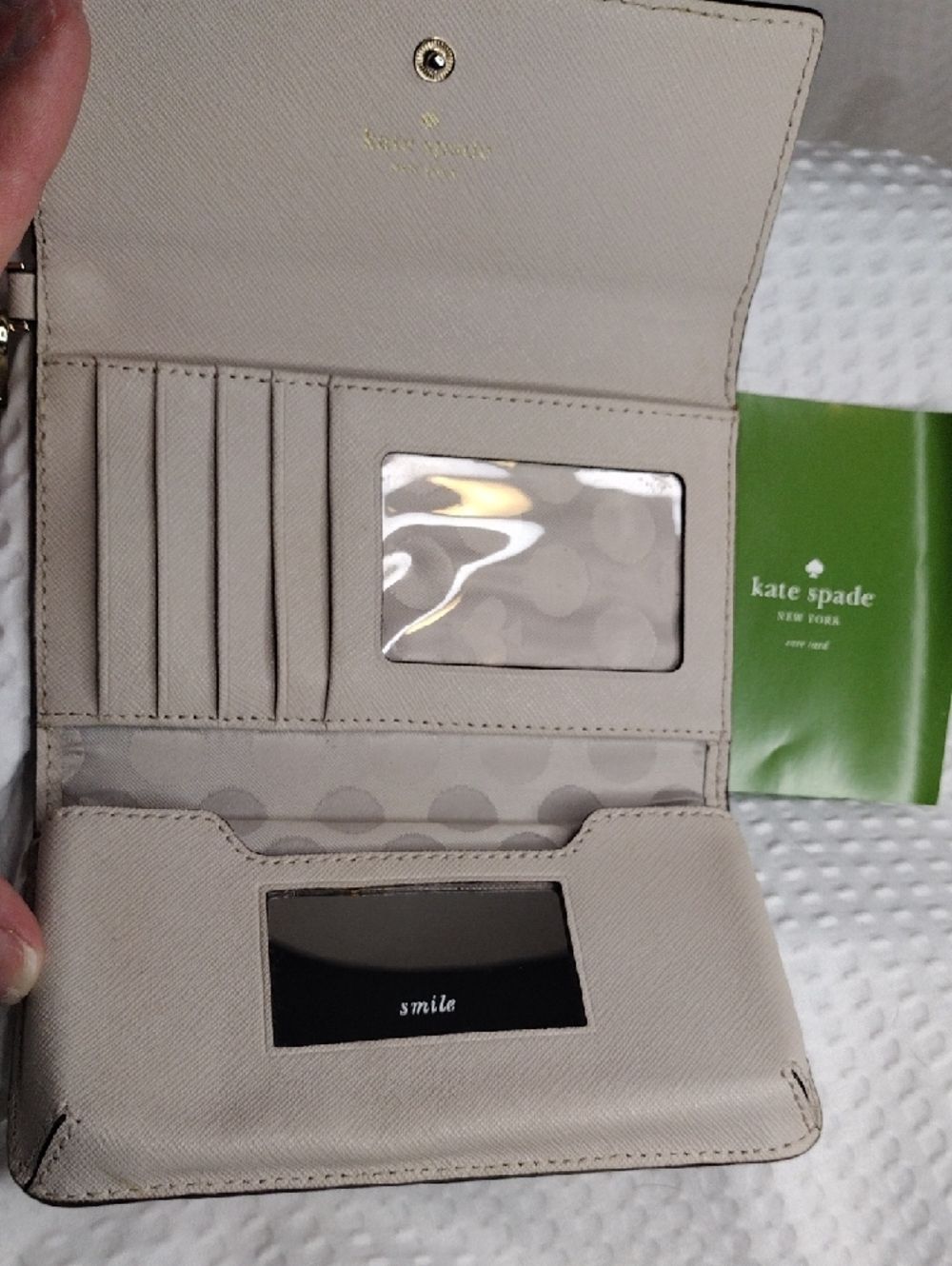 kate spade Beige Saffiano Leather Wristlet Clutch - Picture 3 of 8
